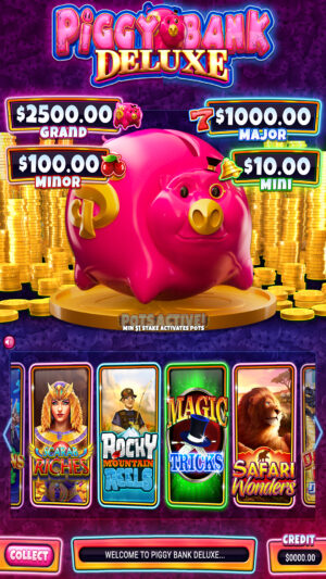 Piggy Bank Deluxe by Primero Games — 9-in-1 Skill Game Board (Machine Sold Separately)