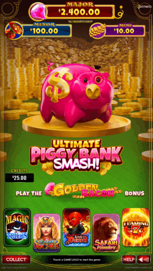 Ultimate Piggy Bank Smash by Primero Games — 5-in-1 Vertical Skill Game Board (Machine Sold Separately)